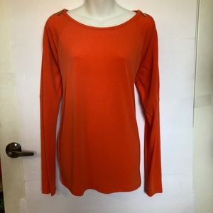 MICHAEL by Michael Kors Zip Shoulder Raglan Top